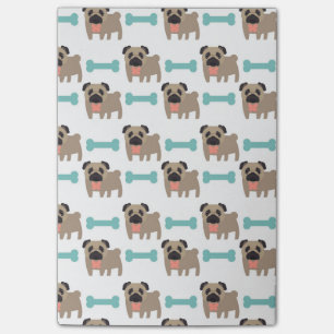 Cute Tecknad Pugs och Ben Post-it Block