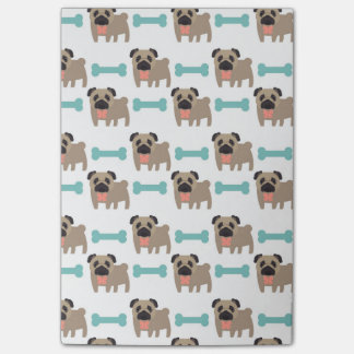 Cute Tecknad Pugs och Bones Post-it Block
