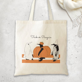 Cute Tecknad Pumpkin Penguin Funny Halloween Tygkasse