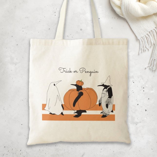 Cute Tecknad Pumpkin Penguin Funny Halloween Tygkasse (Skapare uppladdad)