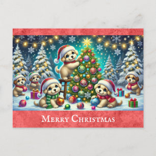 Cute Tecknad Puppy Hund God jul Vykort