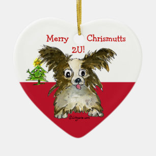 Cute Tecknad Puppy Hund Hjärta Julgransprydnad Keramik