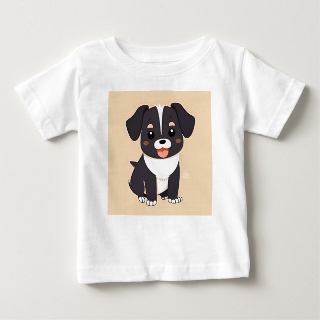 Cute Tecknad Puppy med adabelt uttryck T Shirt (Framsida)