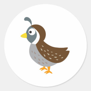 Cute Tecknad Quail Runt Klistermärke