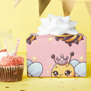 Cute Tecknad Queen Bee Presentpapper