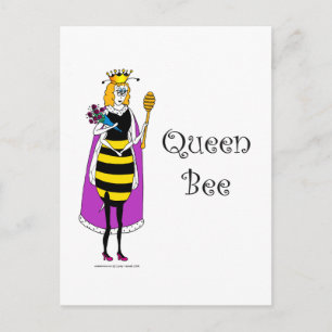 Cute tecknad Queen Bee Vykort