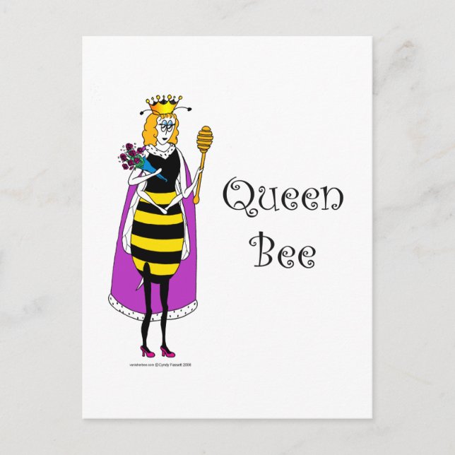 Cute tecknad Queen Bee Vykort (Framsida)