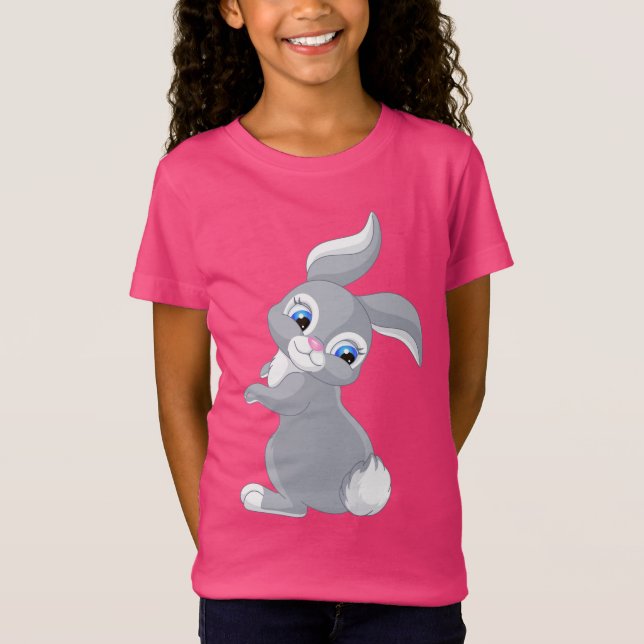 Cute Tecknad Rabbit T Shirt (Framsida)