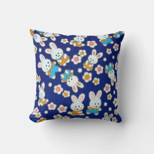 Cute Tecknad Rabbits Cushion Kudde