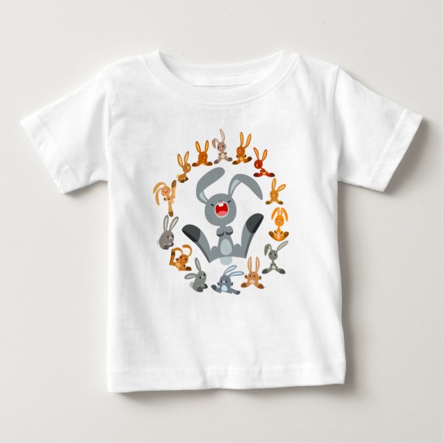 Cute Tecknad Rabbits Mandala Baby T-Shirt (Framsida)