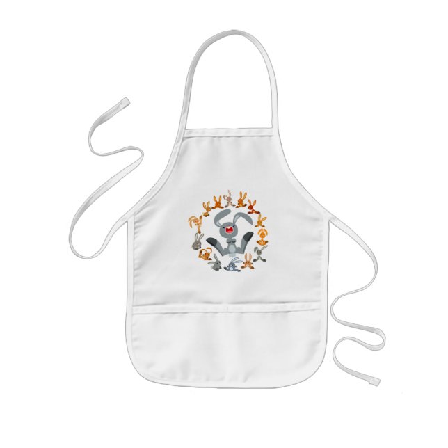 Cute Tecknad Rabbits Mandala Children Apron Barnförkläde (Framsidan)