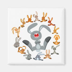 Cute Tecknad Rabbits Mandala Magnet