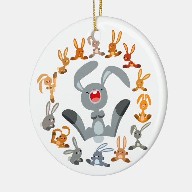 Cute Tecknad Rabbits Mandala Ornament (Vänster)