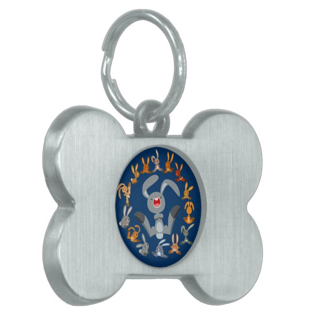Cute Tecknad Rabbits Mandala Pet Tag Namnbricka Husdjur (Vänstra Framsidan)