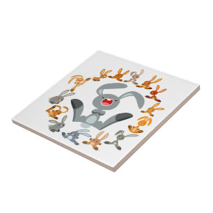 Cute Tecknad Rabbits Mandala Tile Kakelplatta