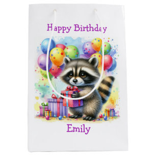 Cute Tecknad Raccoon Birthday Personlig