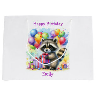 Cute Tecknad Raccoon Birthday Personlig