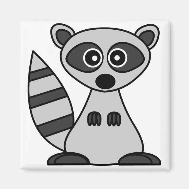 Cute Tecknad Raccoon Magnet (Framsidan)