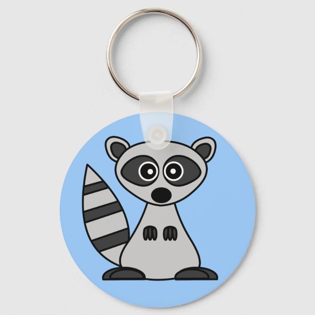 Cute Tecknad Raccoon Nyckelring (Framsida)