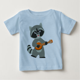 Cute Tecknad Raccoon som spelar Banjo Baby T-Shirt