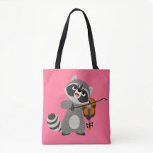 Cute Tecknad Raccoon Spela Violin