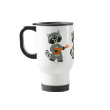 Cute Tecknad Raccoon spelar Banjo Commuter Mugg