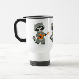 Cute Tecknad Raccoon spelar Banjo Commuter Mugg