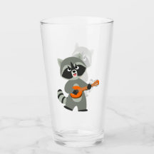 Cute Tecknad Raccoon spelar Banjo Glass Tumbler