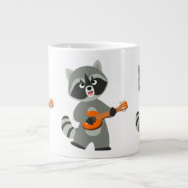 Cute Tecknad Raccoon spelar Banjo Jumbo Mugg