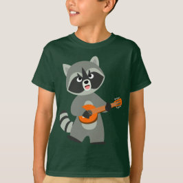 Cute Tecknad Raccoon spelar Banjo Kids T-Shirt