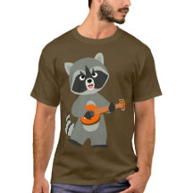 Cute Tecknad Raccoon spelar Banjo T-Shirt