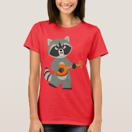 Cute Tecknad Raccoon spelar Banjo Women T-Shirt
