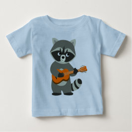 Cute Tecknad Raccoon spelar Guitar Baby T-Shirt
