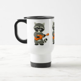 Cute Tecknad Raccoon spelar Guitar Commuter Mugg