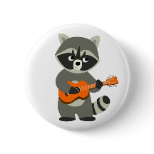Cute Tecknad Raccoon spelar Guitar