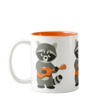 Cute Tecknad Raccoon spelar Guitar