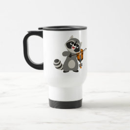 Cute Tecknad Raccoon spelar violin Commuter Mugg