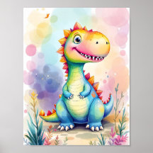 Cute Tecknad Rainbow Dinosaur Kids