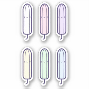 Cute Tecknad Rainbow Tampons Set First Period Klistermärken