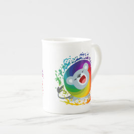 Cute Tecknad Rainbow White Lejon Benporslin Mugg