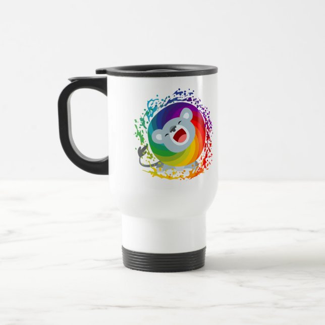 Cute Tecknad Rainbow White Lejon Commuter Mugg (Vänster)