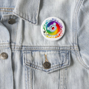 Cute Tecknad Rainbow White Lejon Knapp