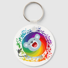 Cute Tecknad Rainbow White Lejon Nyckelring