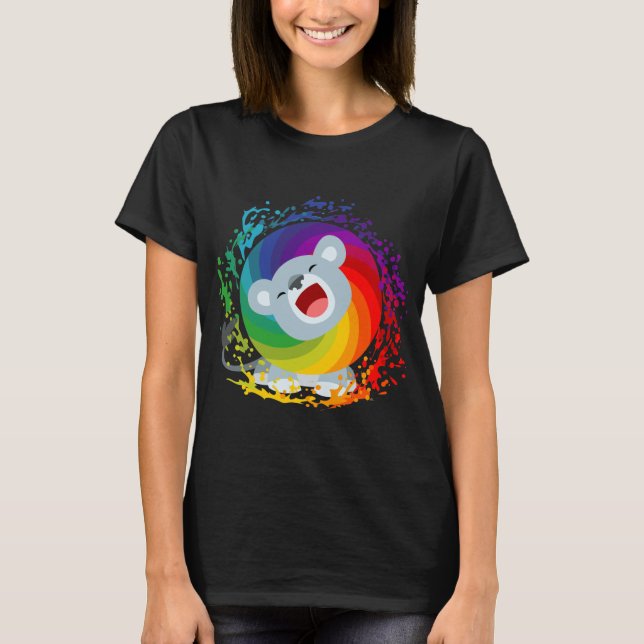 Cute Tecknad Rainbow White Lejon Women T- Shirt Tröja (Framsida)
