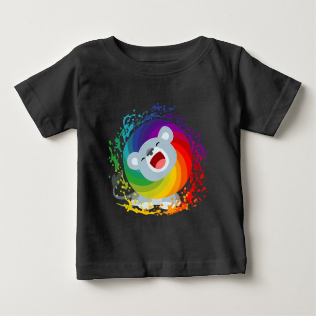 Cute Tecknad Rainbow White Lejonare Baby T-Shirt (Framsida)