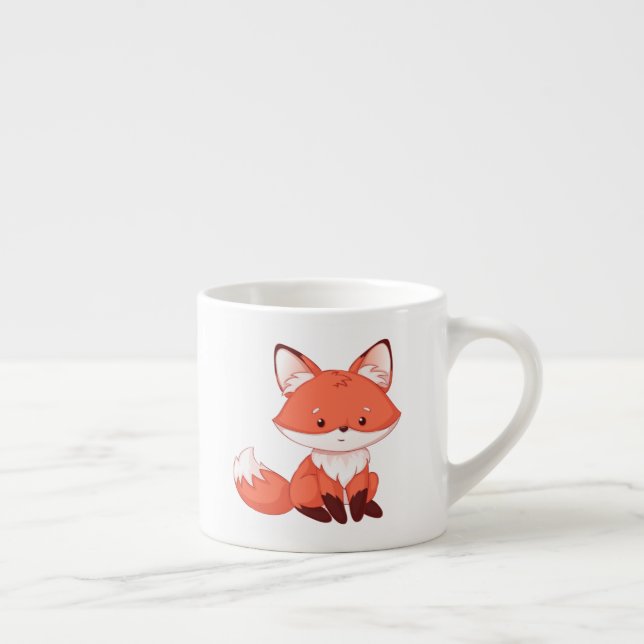 Cute Tecknad Red Fox Espressomugg (Höger)