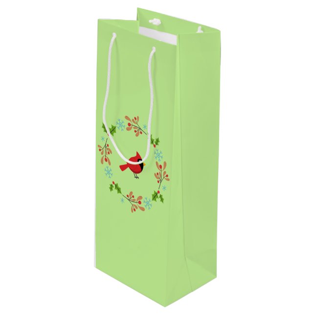 Cute Tecknad Red-kardinal med blommor (Framsidan Vinklad)