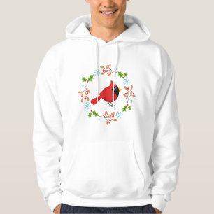Cute Tecknad Red-kardinal med blommor Hoodie