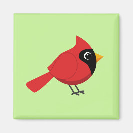 Cute Tecknad Red-kardinal med blommor Magnet
