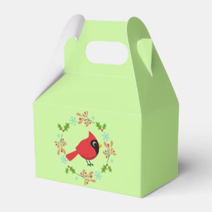 Cute Tecknad Red-kardinal med blommor Presentaskar
